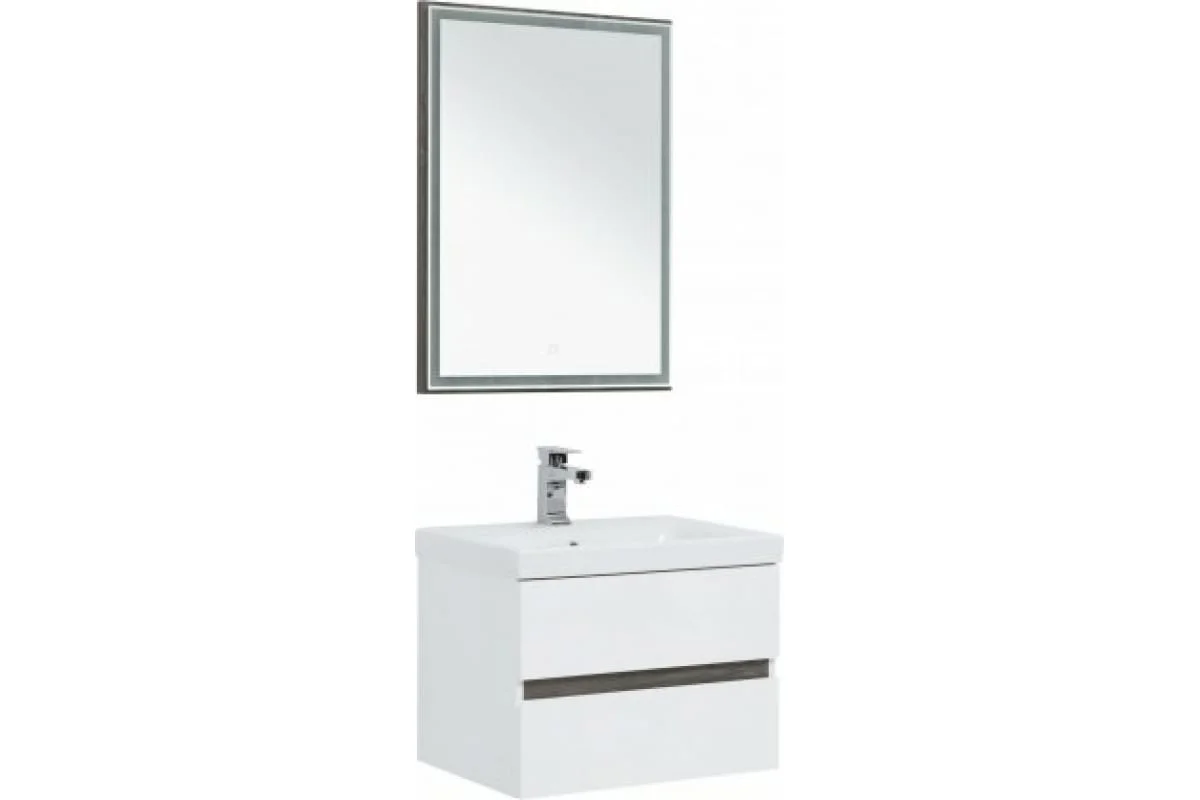 Приобрести aquanet тумба с раковиной беркли 60 см, белая/дуб рошелье