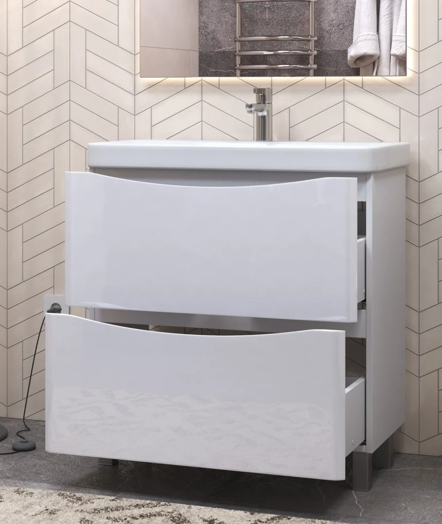 Приобрести vigo тумба с раковиной glem 80см, 2 ящика, напольная, белая tn.gle.9595.80.2y