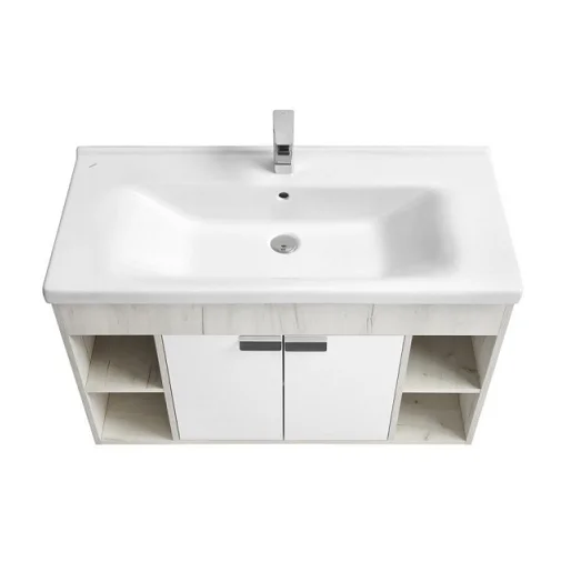 Приобрести тумба с раковиной акватон флай, подвесная, 100 см, белая, дуб крафт