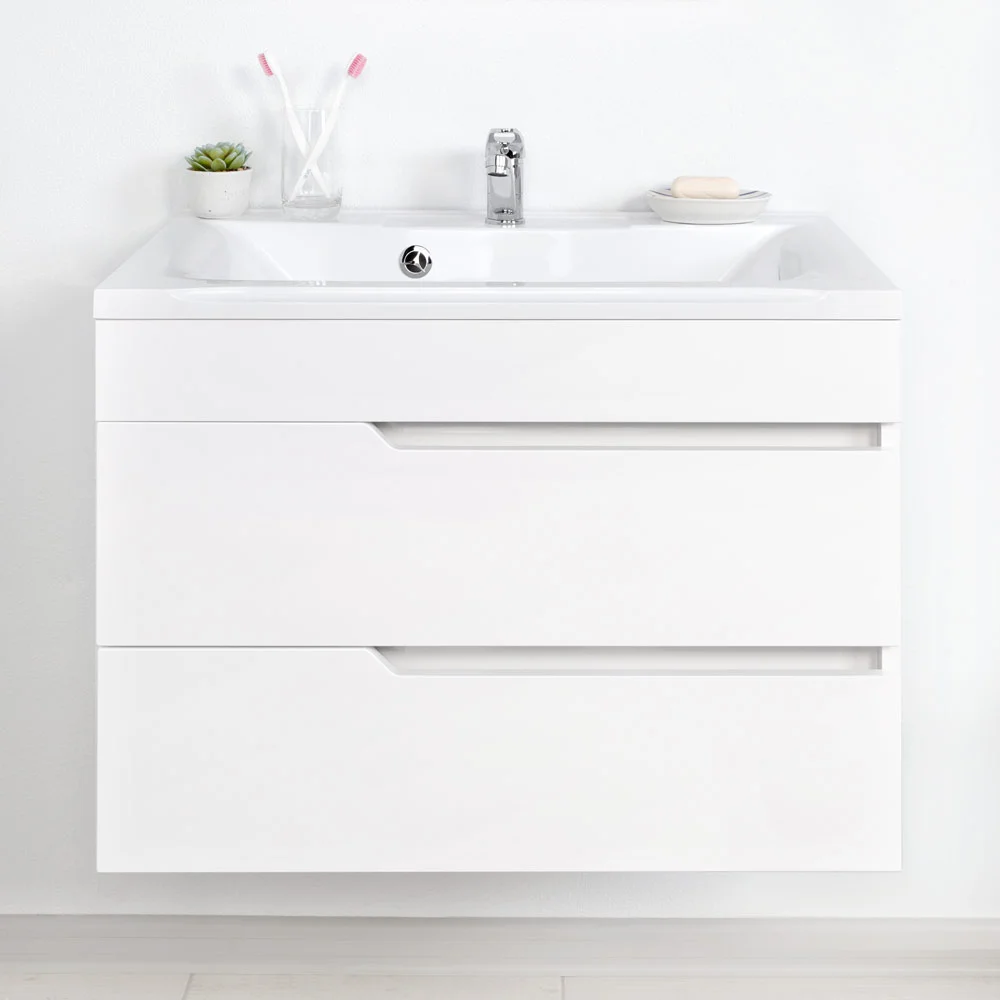 Приобрести тумба подвесная итана александра 75 с раковиной milen 75, белый глянец