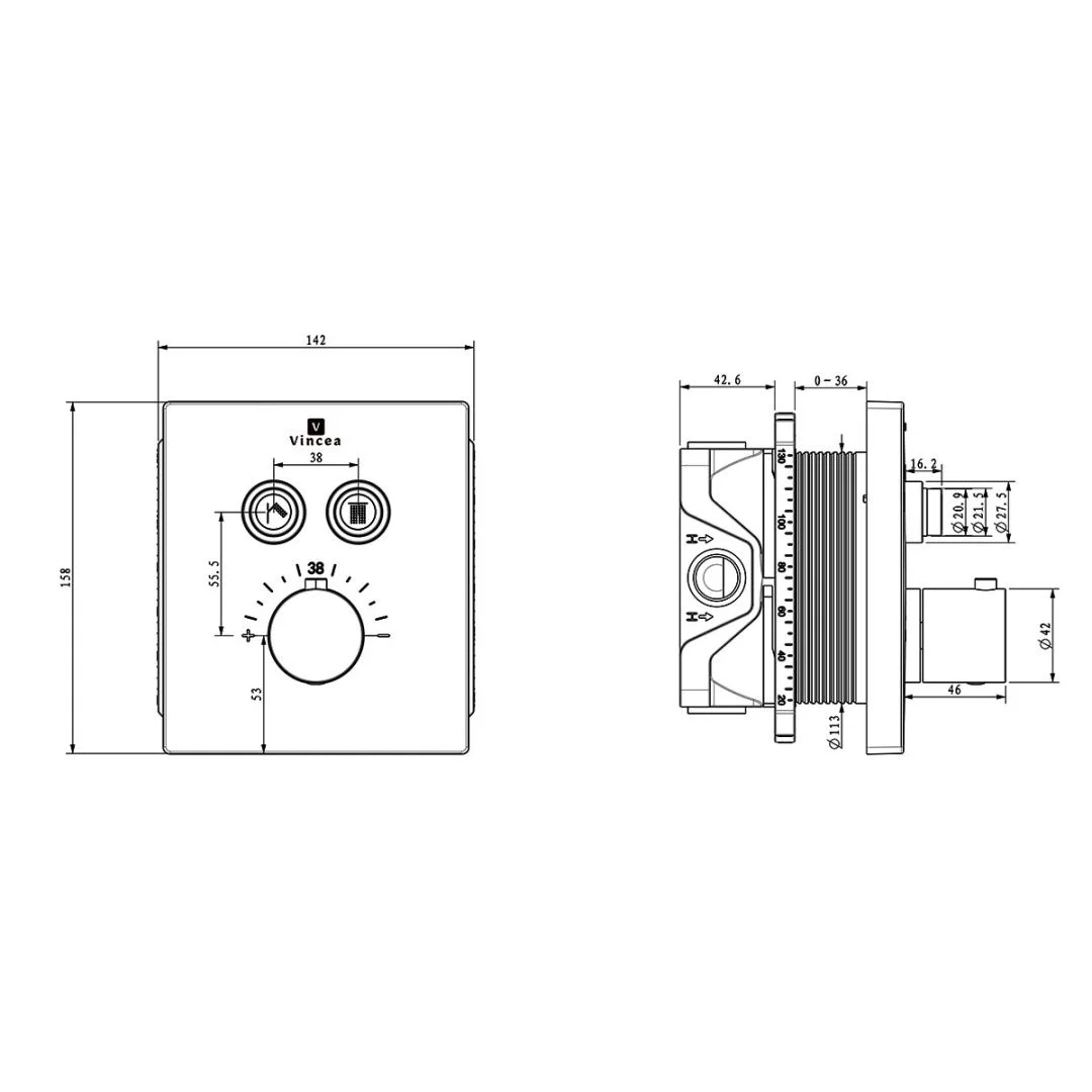 Приобрести vincea встраиваемый смеситель для душа inspire, термостат , оружейная сталь vscv-321tgm