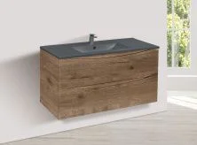 Vincea Тумба подвесная Mia 100 см, дуб винтаж с черной матовой раковиной VMC-2MC100VO;VBS-13100MB