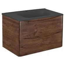 Vincea Тумба подвесная Paola 80 см, темное дерево с черной матовой раковиной VMC-2P800RW;VCB-2VP800B