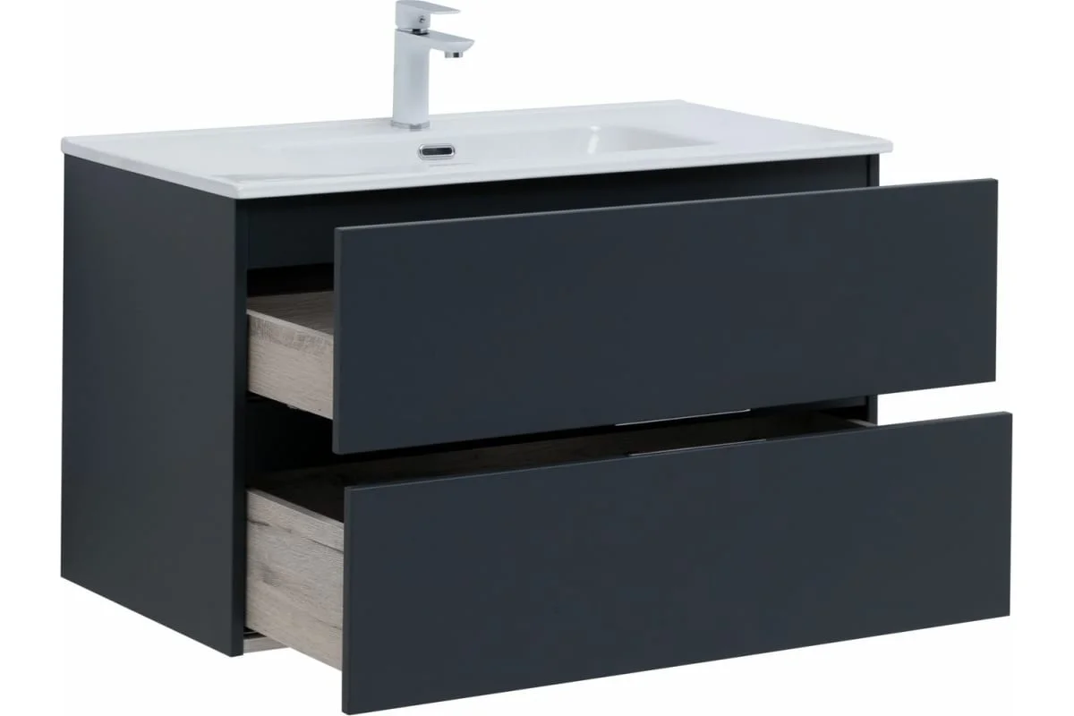 Приобрести aquanet тумба с раковиной алвита new 90 см, 2 ящика, антрацит