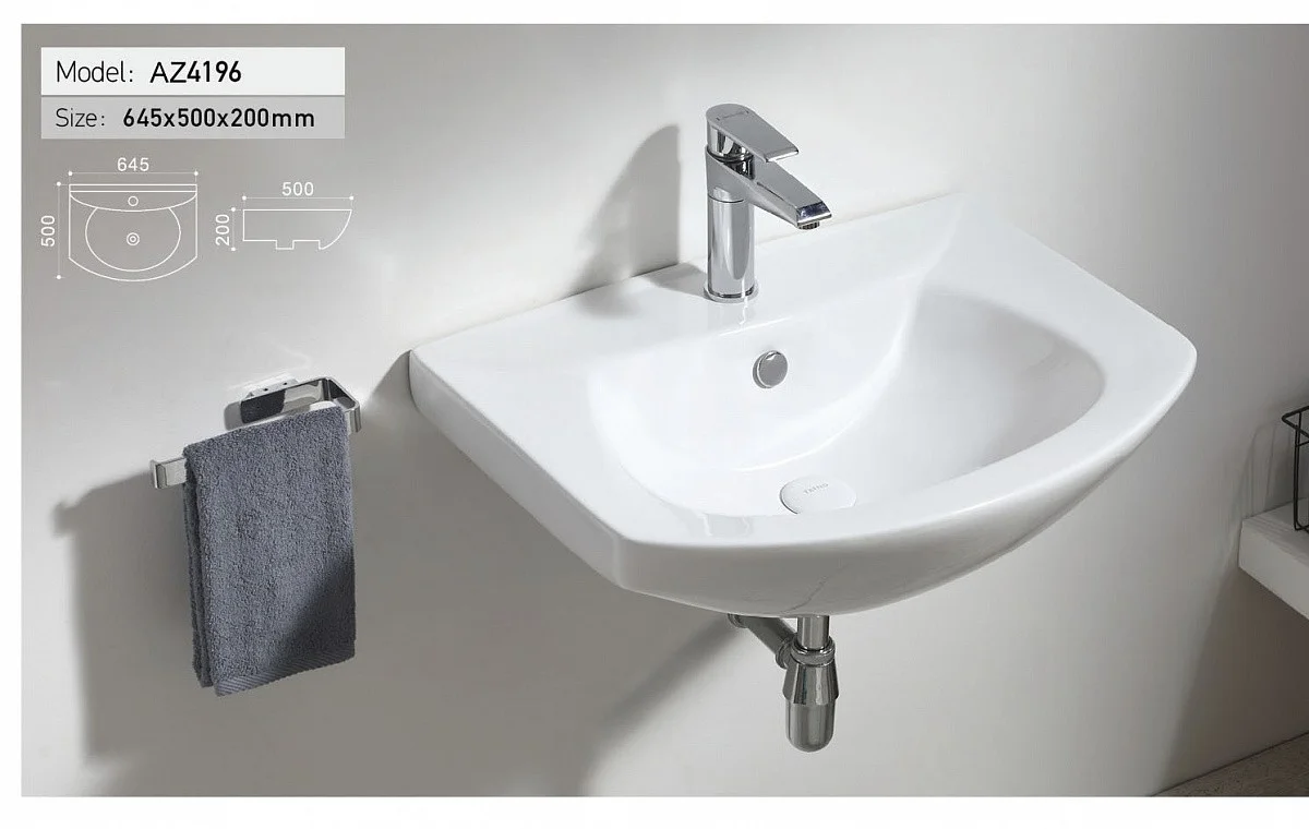 Приобрести azario раковина подвесная 64,5х50 см, белая az-4196