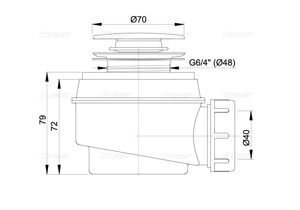 Приобрести сифон для душевого поддона alcaplast a466 click/clack dn50-60