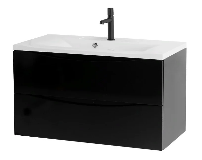 Приобрести тумба подвесная с раковиной belbagno marino-1000-2c-so-nl-p 100 см, nero lucido