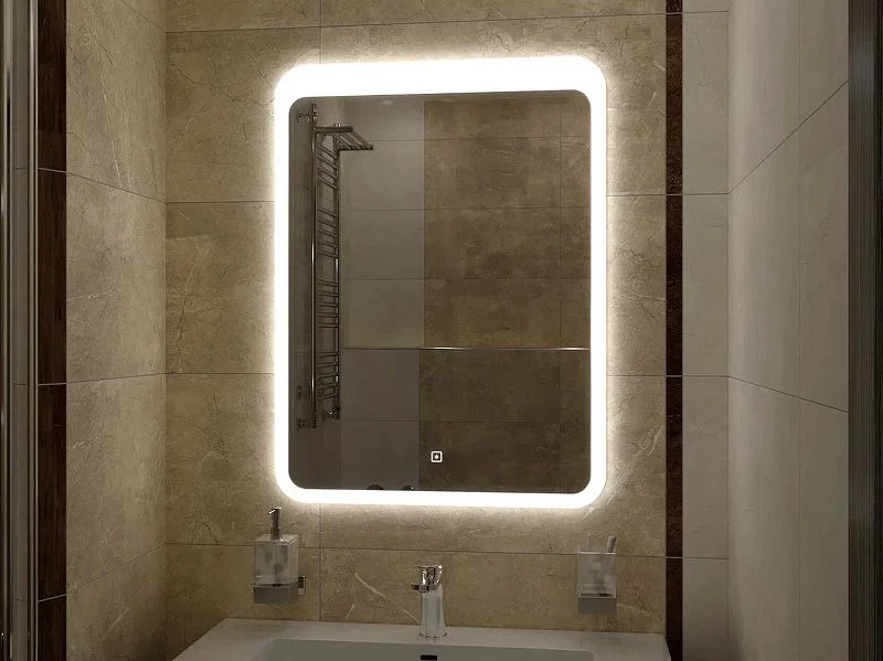 Приобрести continent зеркало с подсветкой lacio 70х80 см, сенсорный включатель, белое