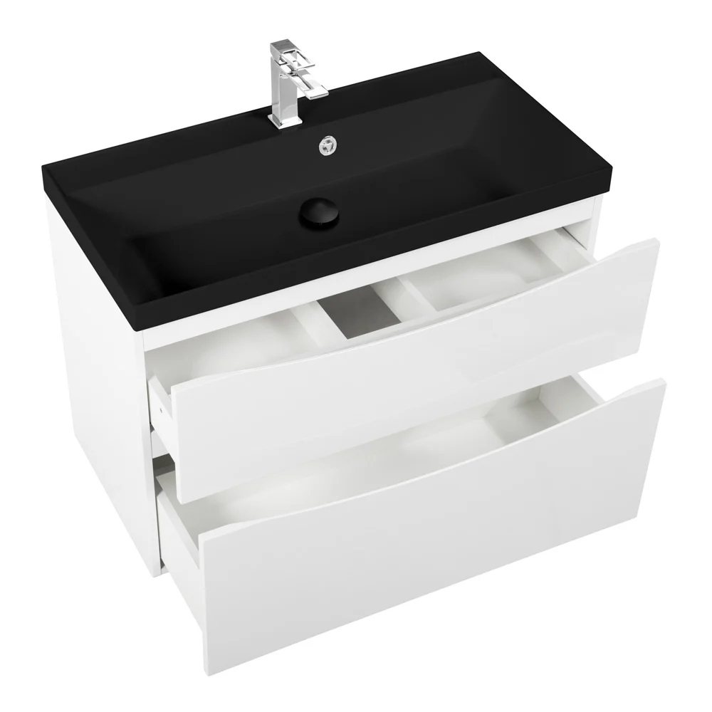 Приобрести belbagno тумба с раковиной marino-h60 90 см, подвесная bianco lucido, черная раковина