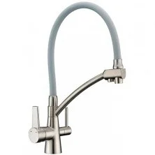Gappo Смеситель для кухни G4398-17 с фильтром и гибким изливом, хром\серый 30332