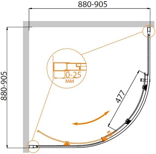 Приобрести cezares душевое ограждение molveno 90х90 см, хром molveno-r-1-90-c-cr-iv