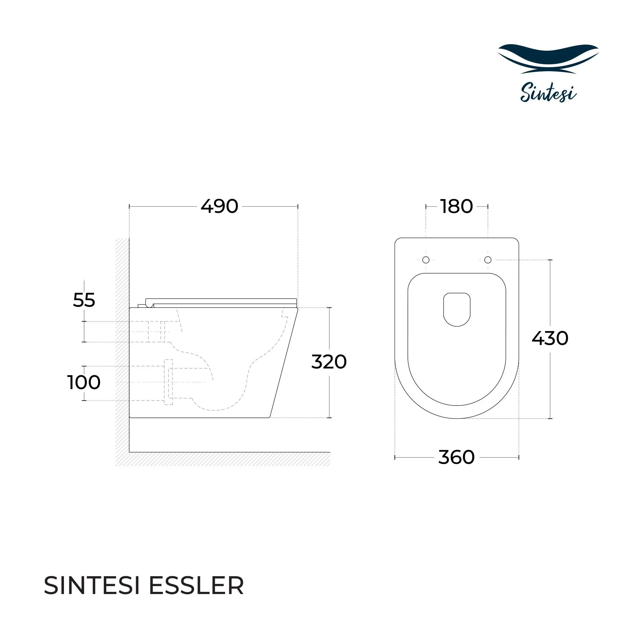 Приобрести sintesi подвесной безободковый унитаз essler с крышкой-сиденьем дюрапласт, микролифт
