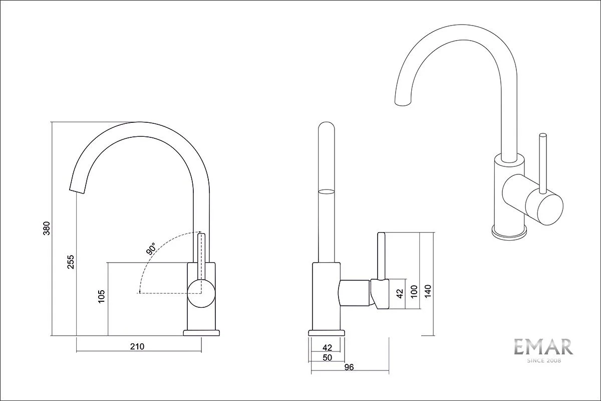 Приобрести emar смеситель для кухни, ситин ес - 3004 satin