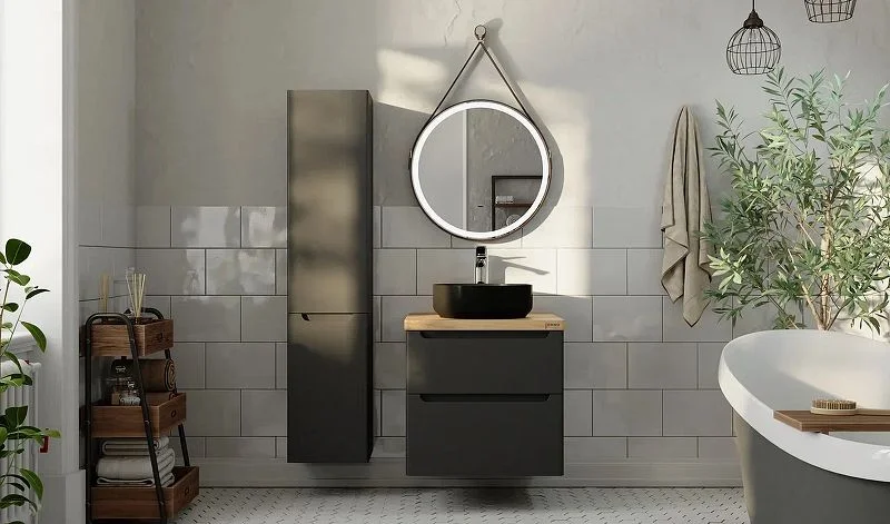 Приобрести jorno тумба подвесная wood 60 см со столешницей светлое дерево, антрацит