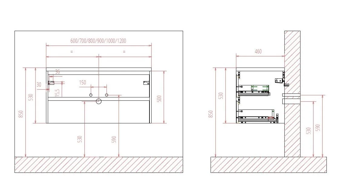 Приобрести тумба подвесная с раковиной belbagno kraft-700-2c-so-rt 70 см, rovere tabacco