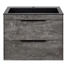 Vincea Тумба подвесная Chiara 60 см, серый камень с черной раковиной VMC-2C2600GS;VCB-13600B