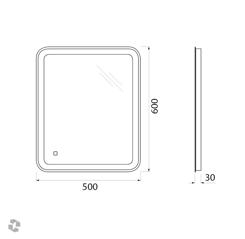 Приобрести belbagno зеркало 50х60 см spc-mar-500-600-led-tch
