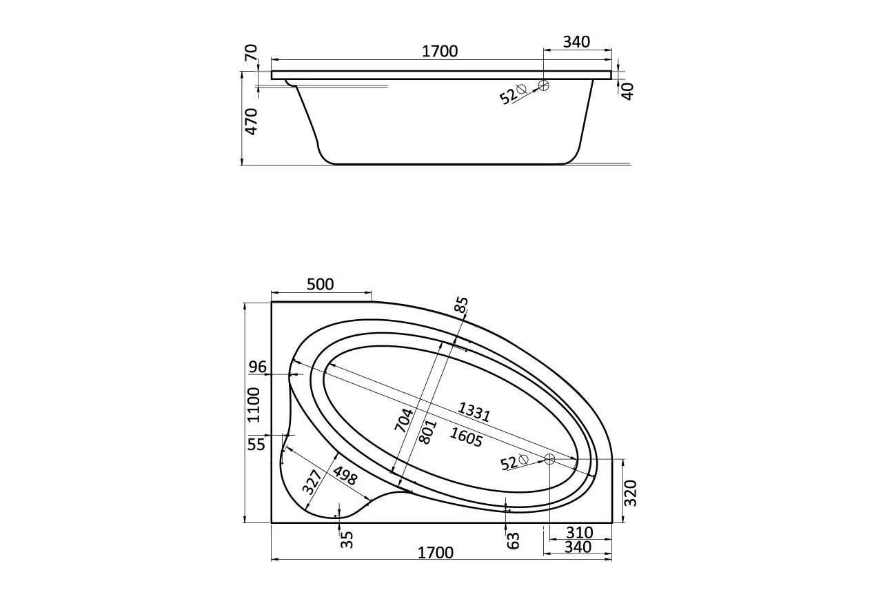 Приобрести ванна акриловая santek эдера 170х110 см 1-wh11-1-994-r