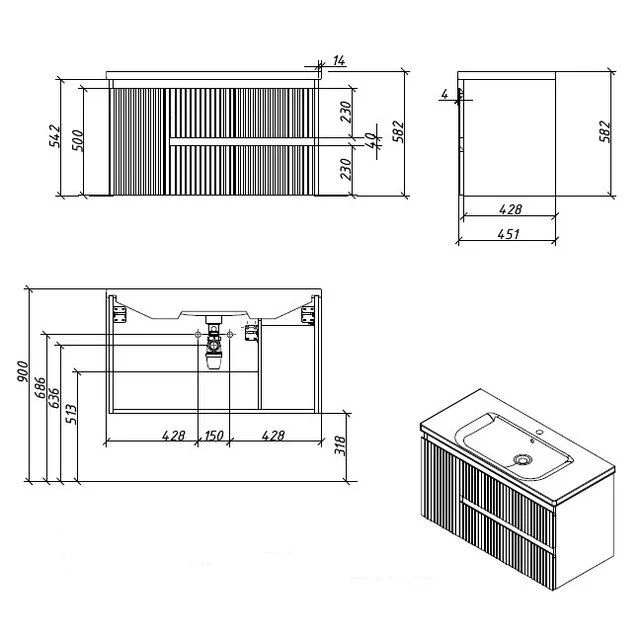 Приобрести caprigo тумба с раковиной forte-albero stripe 100 см, левая, дюна, шпон