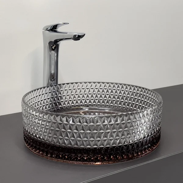 Приобрести comforty раковина накладная cf21009 36х36 см, стеклянная кофе с прозрачным стеклом