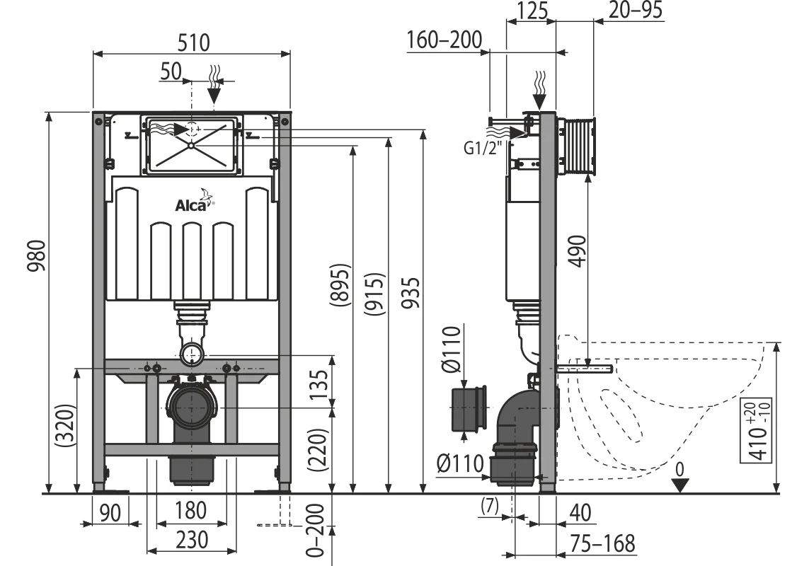 Приобрести инсталляция для подвесного унитаза alcaplast am101/1000