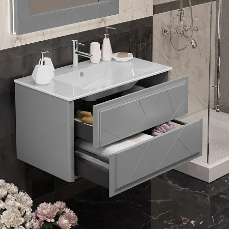 Приобрести opadiris тумба подвесная с раковиной луиджи 90 см, серая матовая