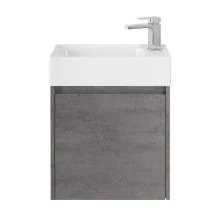BelBagno Тумба с раковиной KRAFT MINI 50 см, подвесная Cemento Grigio правосторонняя, белая раковина