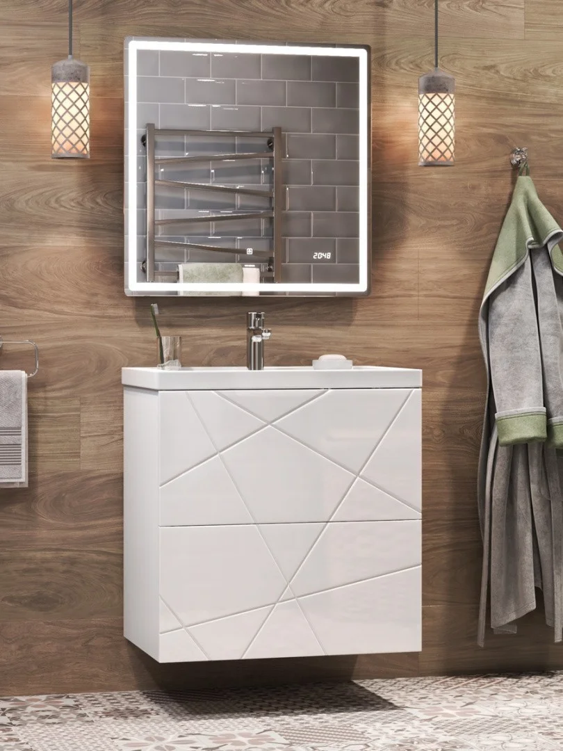 Приобрести vigo тумба с раковиной geometry 70см, 2 ящика, напольная, белая tn.geo.fos.70.2y