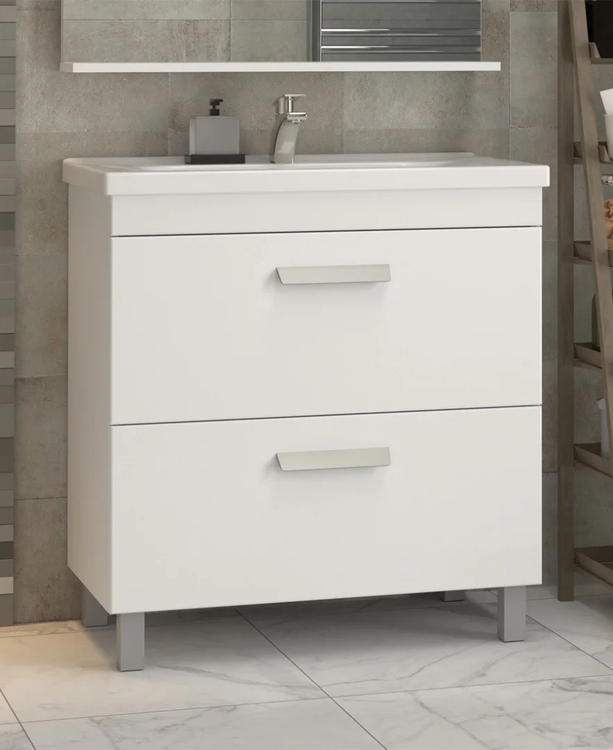 Приобрести vigo тумба с раковиной nova 80см, 2 ящика, напольная, белая tn.nov.mir.80.2y