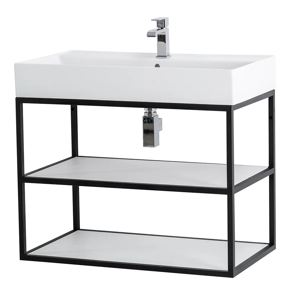 Приобрести cezares тумба подвесная с раковиной cadro 80 см см, двухярусная nero, черная cadro-80/46/58-2c-so-met-st