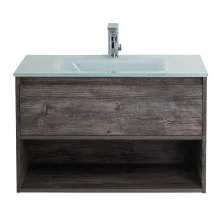 BelBagno Тумба c раковиной KRAFT 80 см, с одним ящиком и полкой, подвесная Pino Pasadena, стеклянная раковина