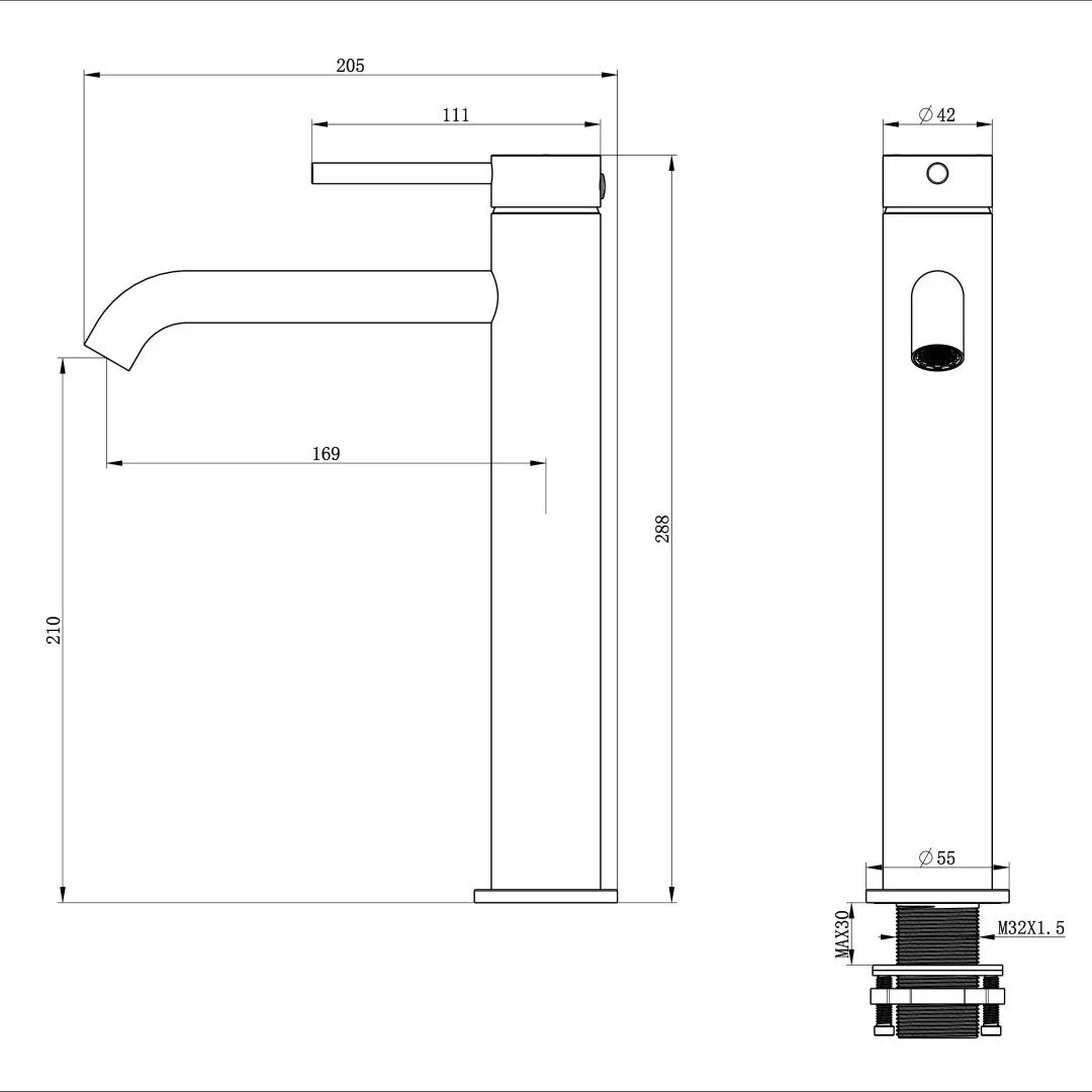 Приобрести смеситель для раковины высокий wonzon & woghand stick, темный графит (ww-88239017-bgm)