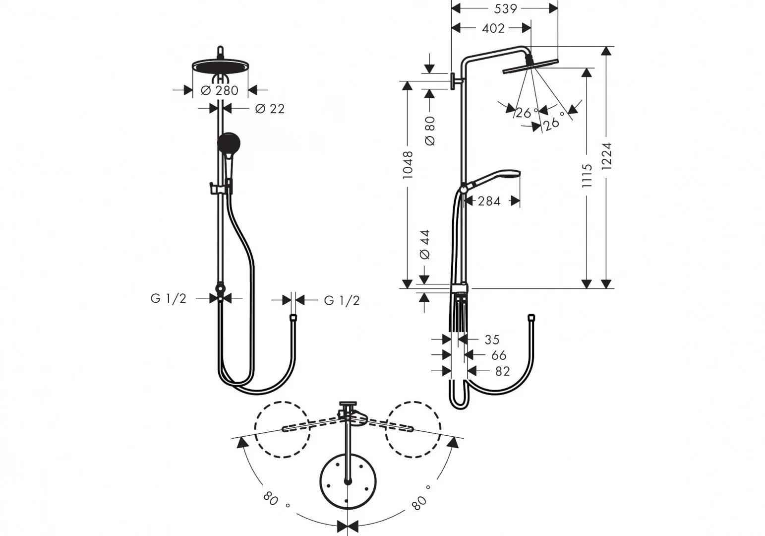 Приобрести 26793000 croma select s 280 air 1jet showerpipe reno ecosmart