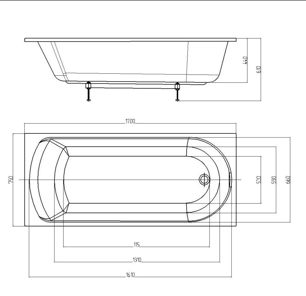 Приобрести ванна акриловая azario adelina 170x75 см, прямоугольная av.0010170
