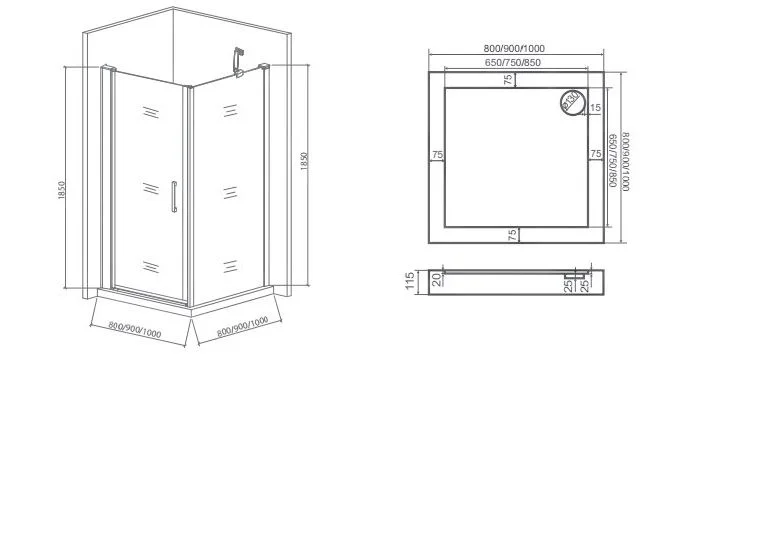 Приобрести ограждение душевое bas pandora cr-90-c-ch 90х90 см