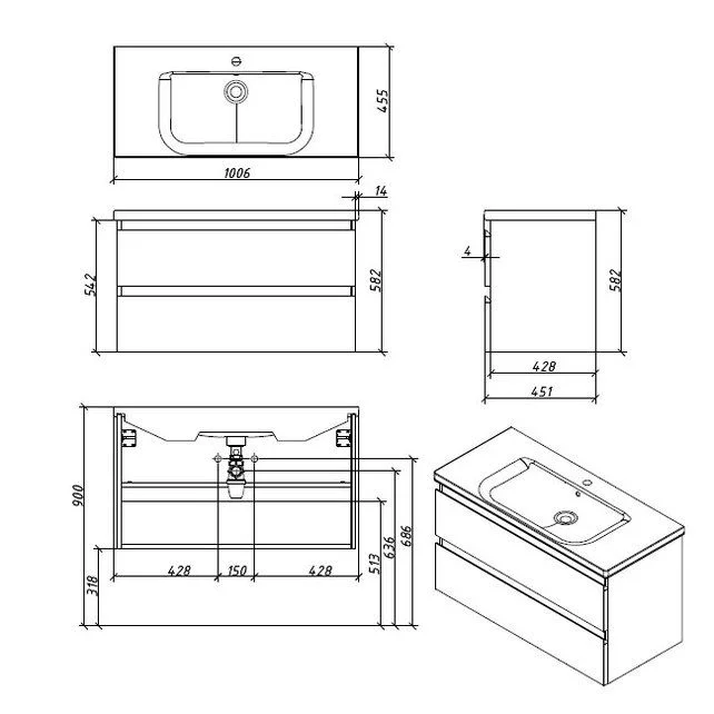 Приобрести caprigo тумба с раковиной forte-albero 100 см, дюна, шпон