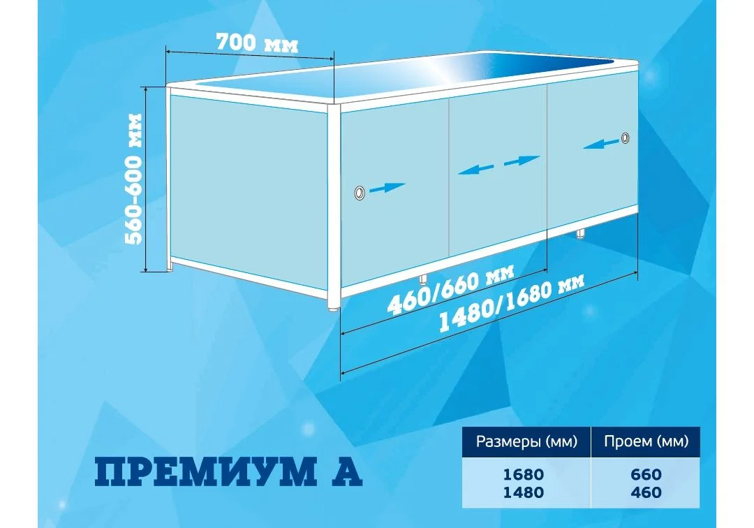 Приобрести экран п/в премиум а 1,68 (белый)/2 (подходит к акриловым ваннам)