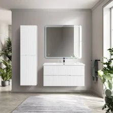 Cezares Тумба подвесная с раковиной DUET 100 см см Bianco Lucido, белый глянец DUET-1000-2C-SO-BL