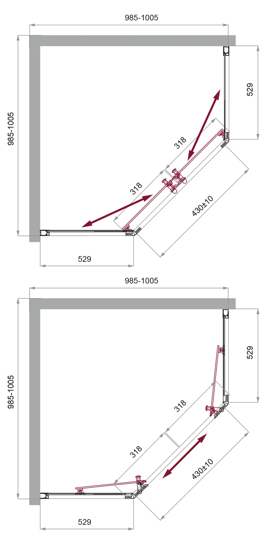 Приобрести belbagno душевое ограждение 100х100 см uno-195-p-2-100-c-cr