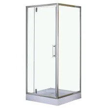 Loranto Душевое ограждение 90х90х200 R/L c низким поддоном 13см, прозрачное закаленное стекло 6мм, профиль хром (CS-604C 90)
