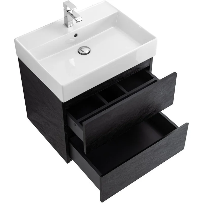 Приобрести cezares тумба с раковиной molveno 46-60-2c-so-nr 60 см, nero, подвесная , черная