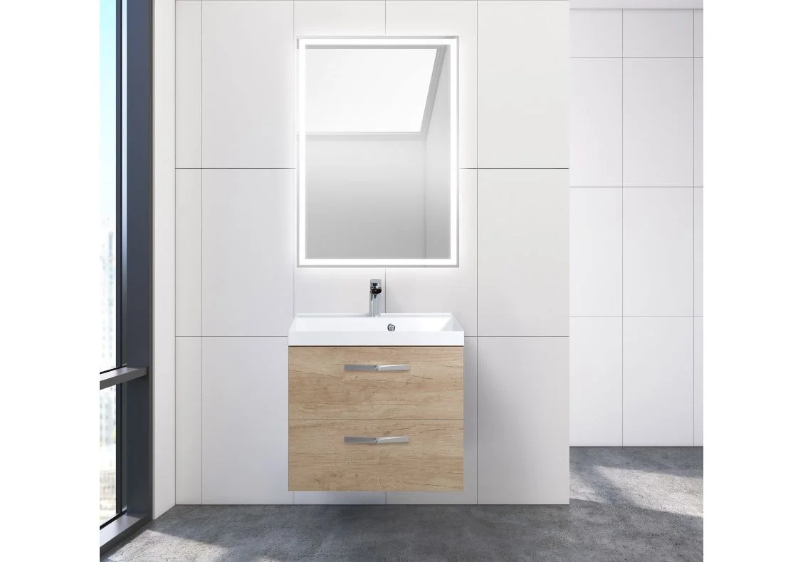 Приобрести тумба подвесная с раковиной belbagno aurora-600-2c-so-rnn 60 см, rovere nebrasca nature