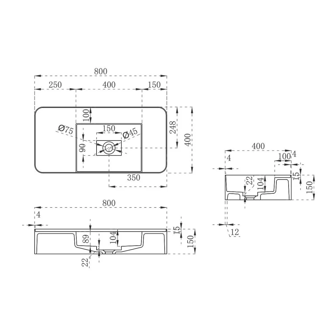 Приобрести vincea раковина подвесная solid surface 80х40 см, белая матовая vwb-6s480mw