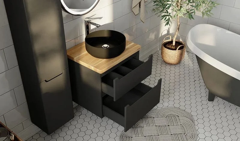 Приобрести jorno тумба подвесная wood 60 см со столешницей светлое дерево, антрацит