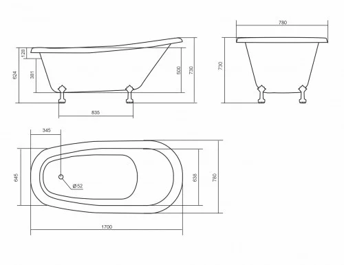 Приобрести aqua de marco отдельностоящая ванна edelweis 170x78см, белые ножки, 1170wwede