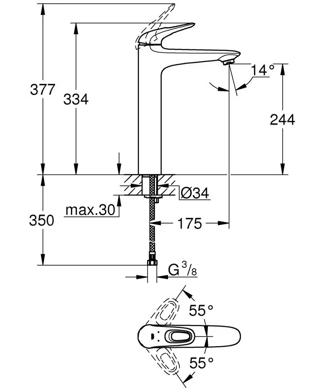 Приобрести смеситель для раковины grohe eurostyle new , высокий, хром 23570003