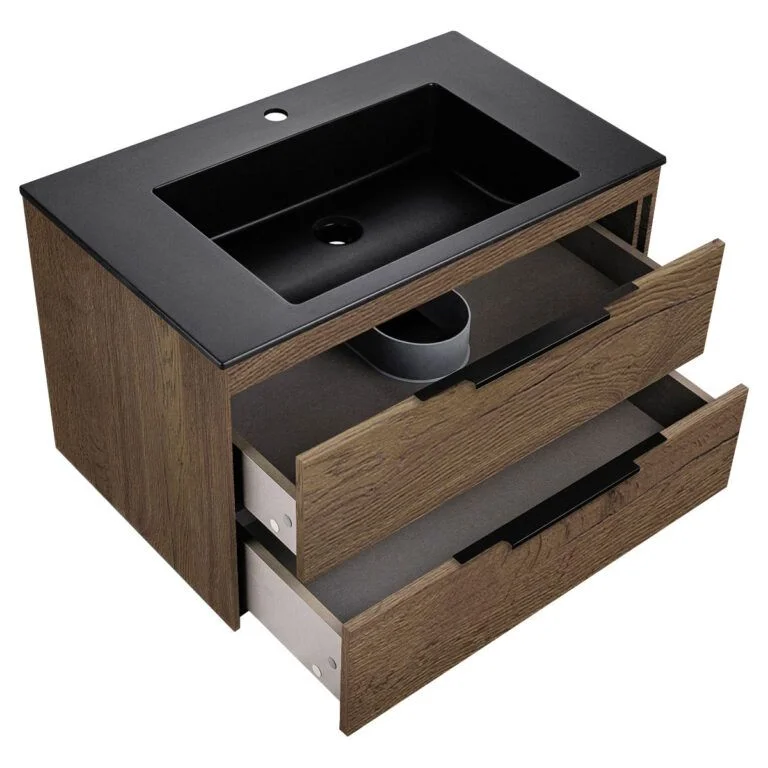 Приобрести vincea тумба подвесная chiara 80 см, дуб табак с черной раковиной vmc-2c2800to;vcb-13800b