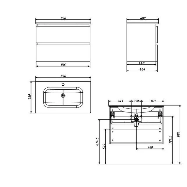 Приобрести caprigo тумба с раковиной sydney 85 см, лиловая, эмаль