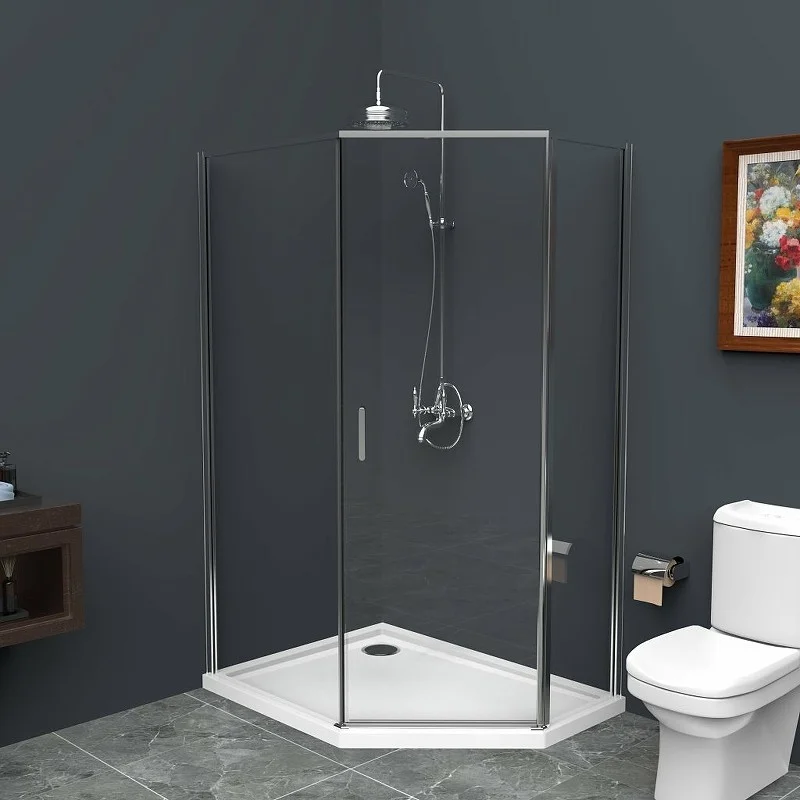 Приобрести ограждение душевое belbagno uno 100x80, пентагональное uno-195-ph-1-100/80-c-cr хром/прозрачное