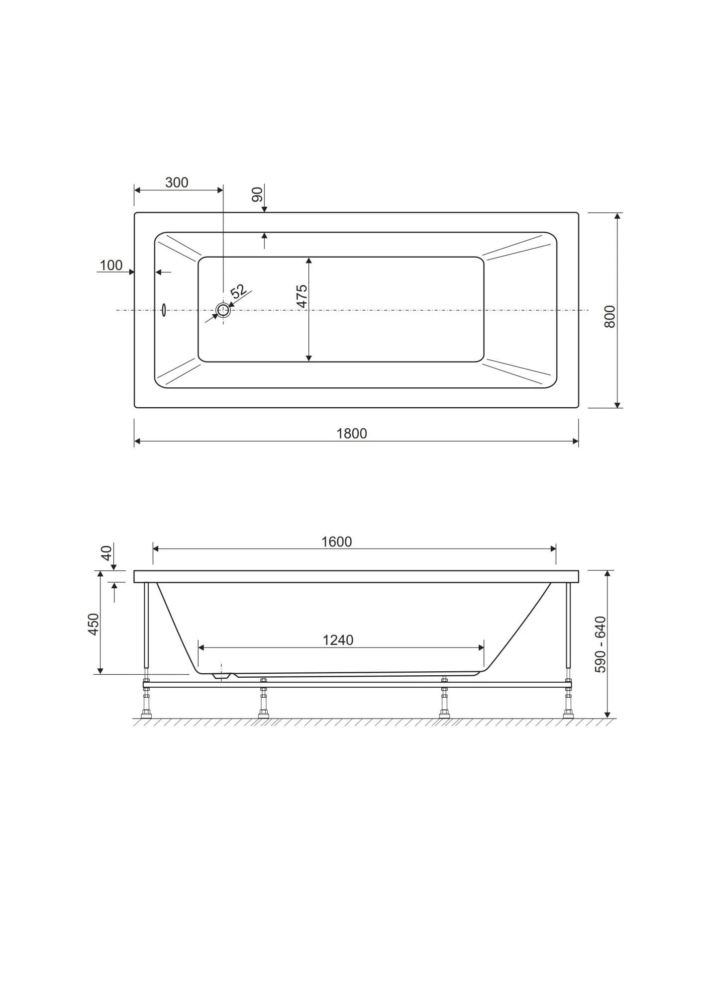 Приобрести cezares акриловая ванна plane solo 180х80 см, белая plane solo-180-80-48-w37
